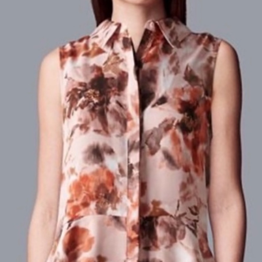 Beautiful Vera Wang muted peach sleeveless blouse size S - Picture 9 of 10